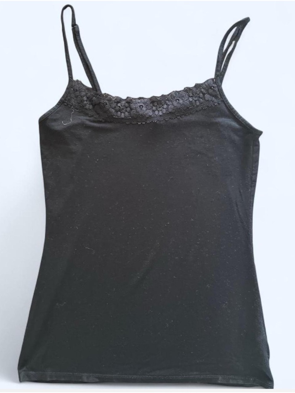 Y2K Black Lace Babydoll Cami Tank Top Minimalist Feminine Coquette Babydoll XS